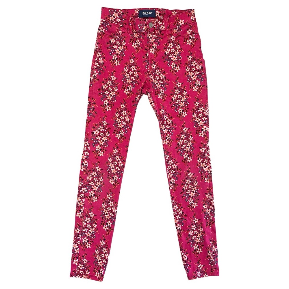 Old Navy Ballerina Jeggings Girls 12 Pink Floral Adjustable Waist